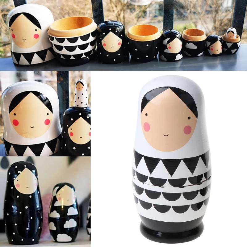 5pcs Set Russian Nesting Dolls Wooden Matryoshka Doll Handmade Painted Stacking Dolls Toys for Children