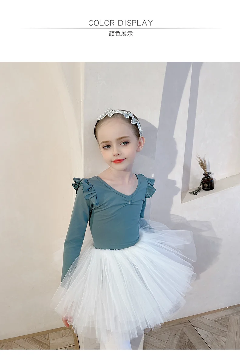 IBAKOM Abito Da Ballo Per Bambine Con Gonna Tutù – Costume Da Balletto Scollo A V E Spalline Sottili – Colore Celeste, Taglie 4-5 Anni
