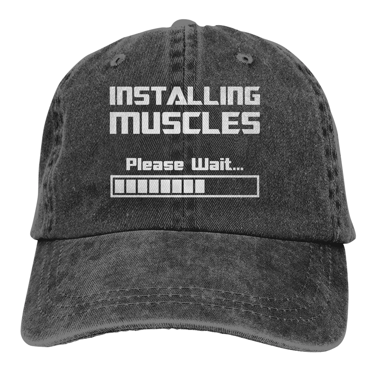 

Adjustable Solid Color Baseball Cap Installing Muscles Please Wait Loading Bar Washed Cotton Ripped Muscle Training Hat