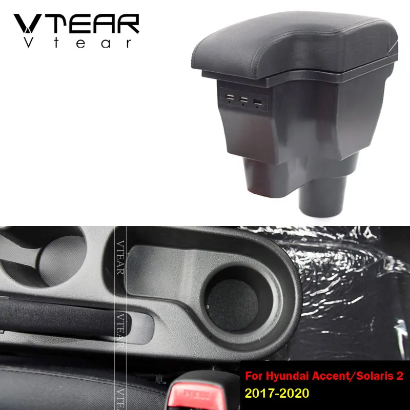 Vtear Car Armrest Box Interior Accessories Arm Rest Center Console Ashtray Cushion Decoration Parts For Hyundai Accent Solaris 2