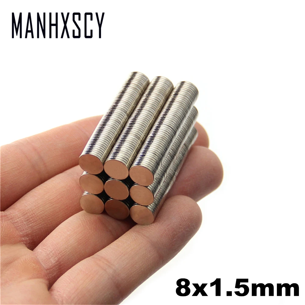 

500pcs Neodymium N35 Dia 8mm X 1.5mm Strong Magnets Tiny Disc NdFeB Rare Earth For Crafts Models Fridge Sticking magnet 8x1.5mm