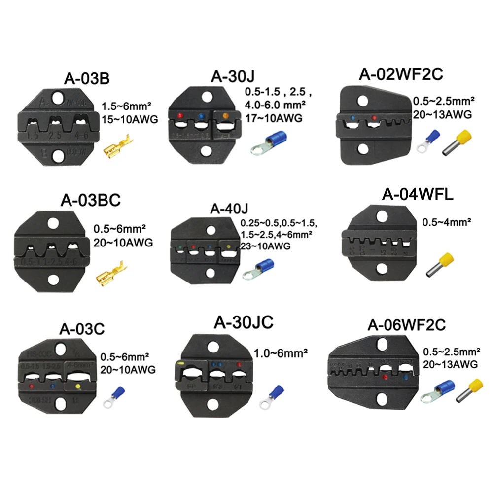 Die Sets for HS HS-02WF2C FSE-02WF2C AM-10 EM-6B1 EM-6B2 CRIMPING PILER Crimping machine one set tool 9\