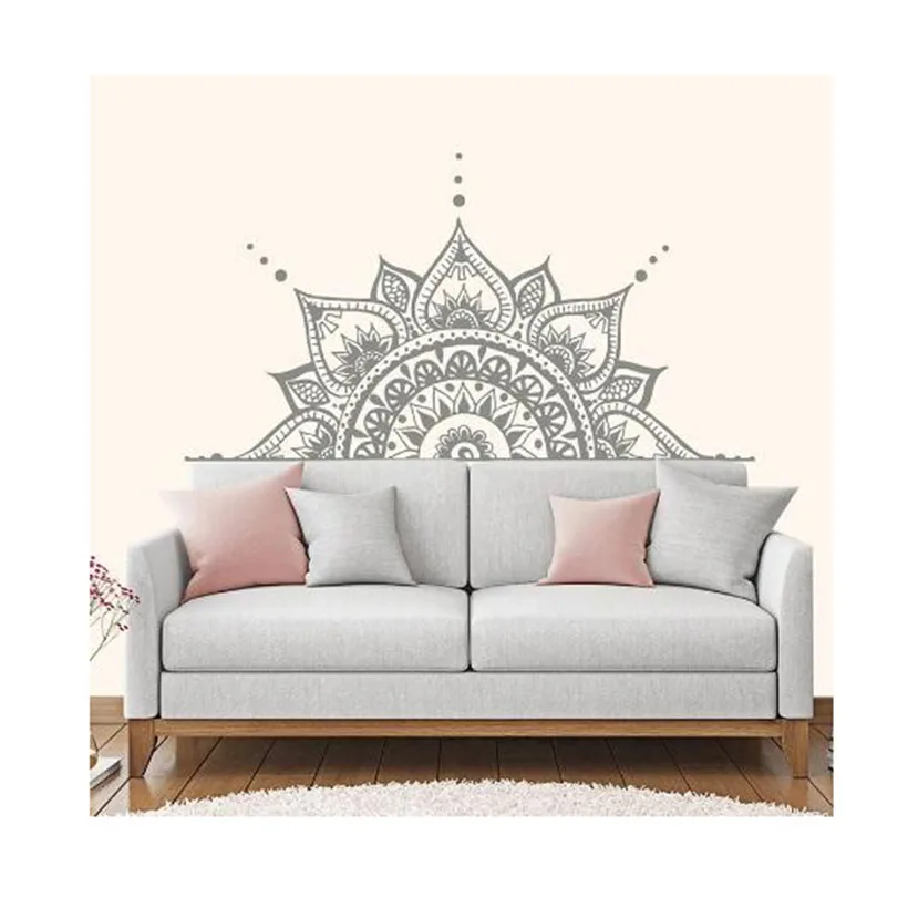 Half Mandala Mandala Yoga Indian Bohemia Vinyl Lotus Headboard Bedroom Decoration Vinyl Wall Sticker Decal Bedroom Decor