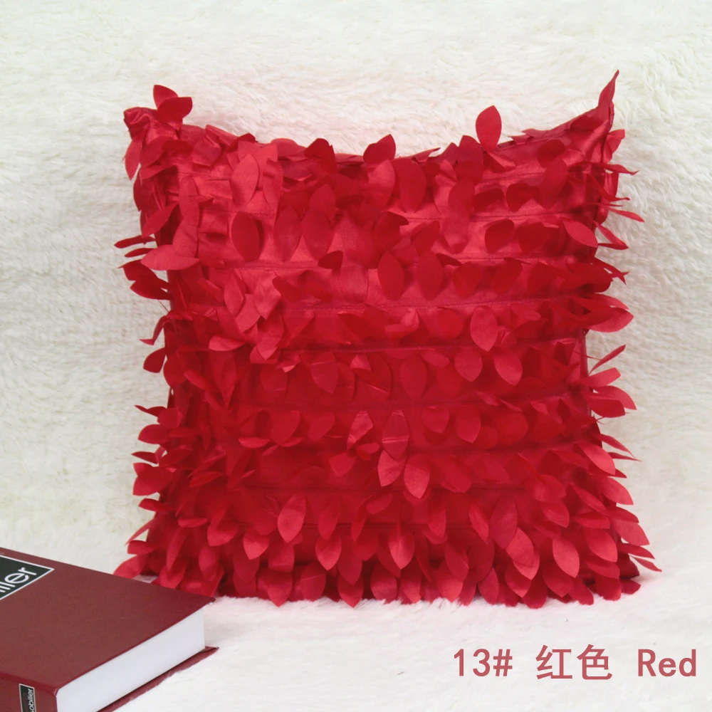 3D Leaf Fancy Cute Embroidery Cushion Cover Handmade Pillowcase Sofa Living Room Decoration 42X42cm HT-PCTEC-04