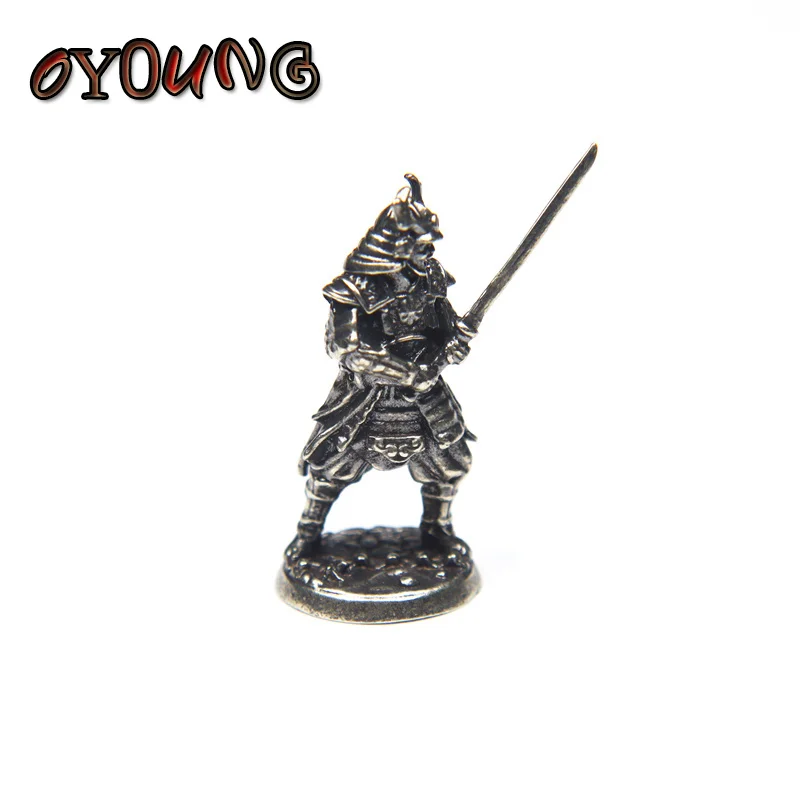 White Copper Japanese Shogunate Samurai Figurines Miniatures Vintage Metal Soldiers Model Statue Desktop Toy Ornament Decoration