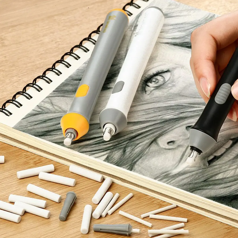 Borracha elétrica kawaii, com refil, eletrônica, lápis-borracha, para crianças, para pintura e desenho, material de escritório