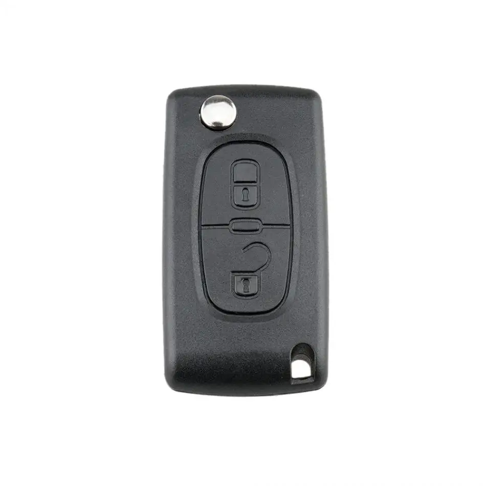 2 Button Black Car Replacement Flip Folding Car Remote Key Case No Chip With Uncut Blade Fit for Peugeot 207 307 308 407 Car