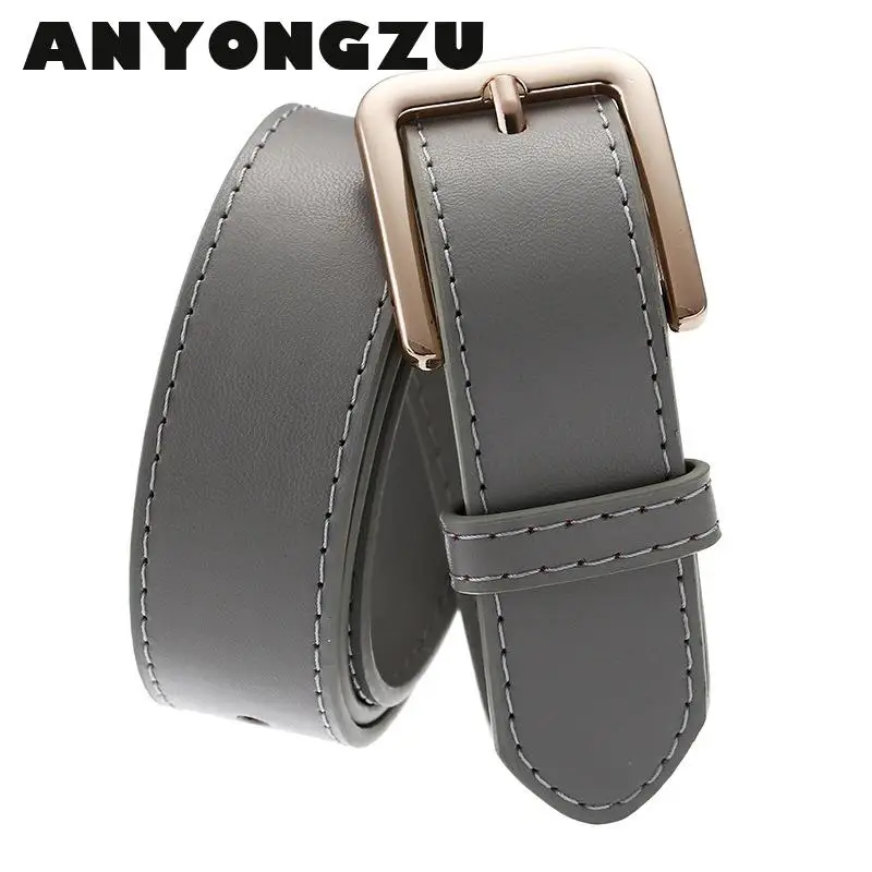 Women Belt Simple Decorative Recreational Korean Fashion Needle Button Jeans Women Leather Belts fashionistas 2.8*105