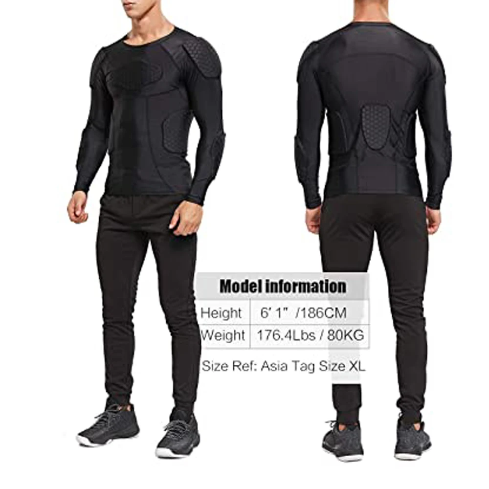 Men\'s Long Sleeve Sweatshirt Compression Shirt Ribs Chest Protector Basketball Football Protective Equipment Training Ball Wear