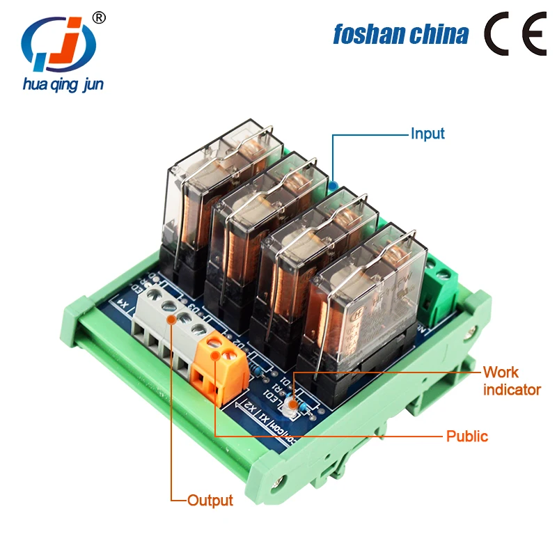 Hongfa 4-Channel Relay Module 16A 24V SPDT HF14FW-024-ZT Electromagnetic 1NO 1NC Relays for PLC NPN PNP Diodes Function