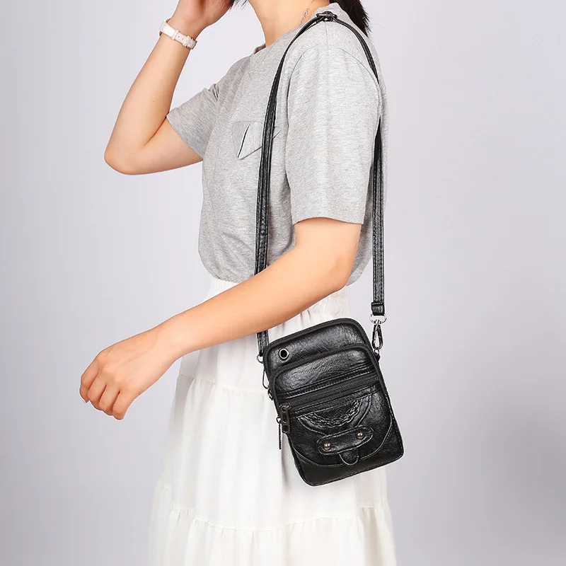 Multifunktion ale weiche pu Leder kleine Umhängetasche für Frauen Vintage Umhängetasche Geldbörse Handy Baga Handtasche Geldbörse – Detail 10