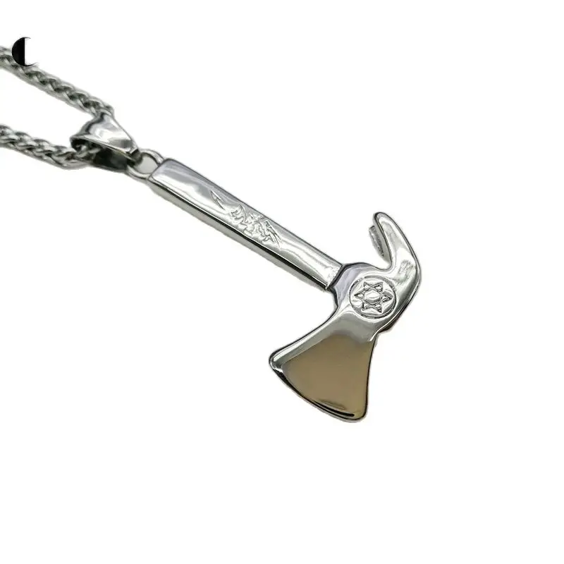 New Axe necklace 316L Stainless steel David star axe pendant necklace Star hatchet axe fashion necklace for men CARA0493