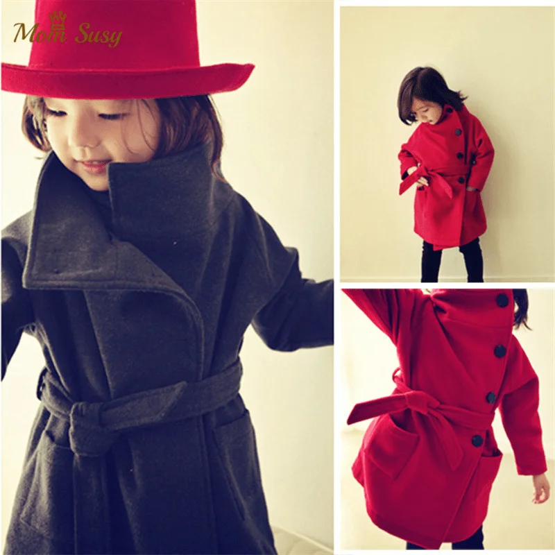 

Fashion Baby Girl Woollen Overcoat Keep Warm Autumn Winter Long Sleeve Stand Collar Infant Toddler Child Baby Clothes 2-10Y