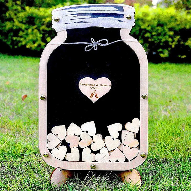 

Wooden Wedding Mason jar Alternative Guest Book, Elegant Drop Box ,Mr&Mrs Guest Book Classic , wedding Guest Book.