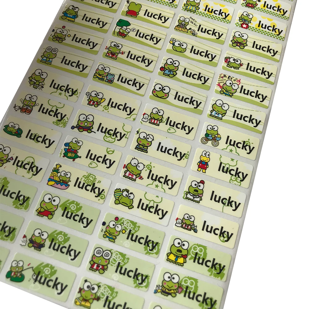 100PCS Cartoon Frog Pattern Custom Name Sticker Waterproof Personal Label Children Label Day Care Scrapbook School Stationery