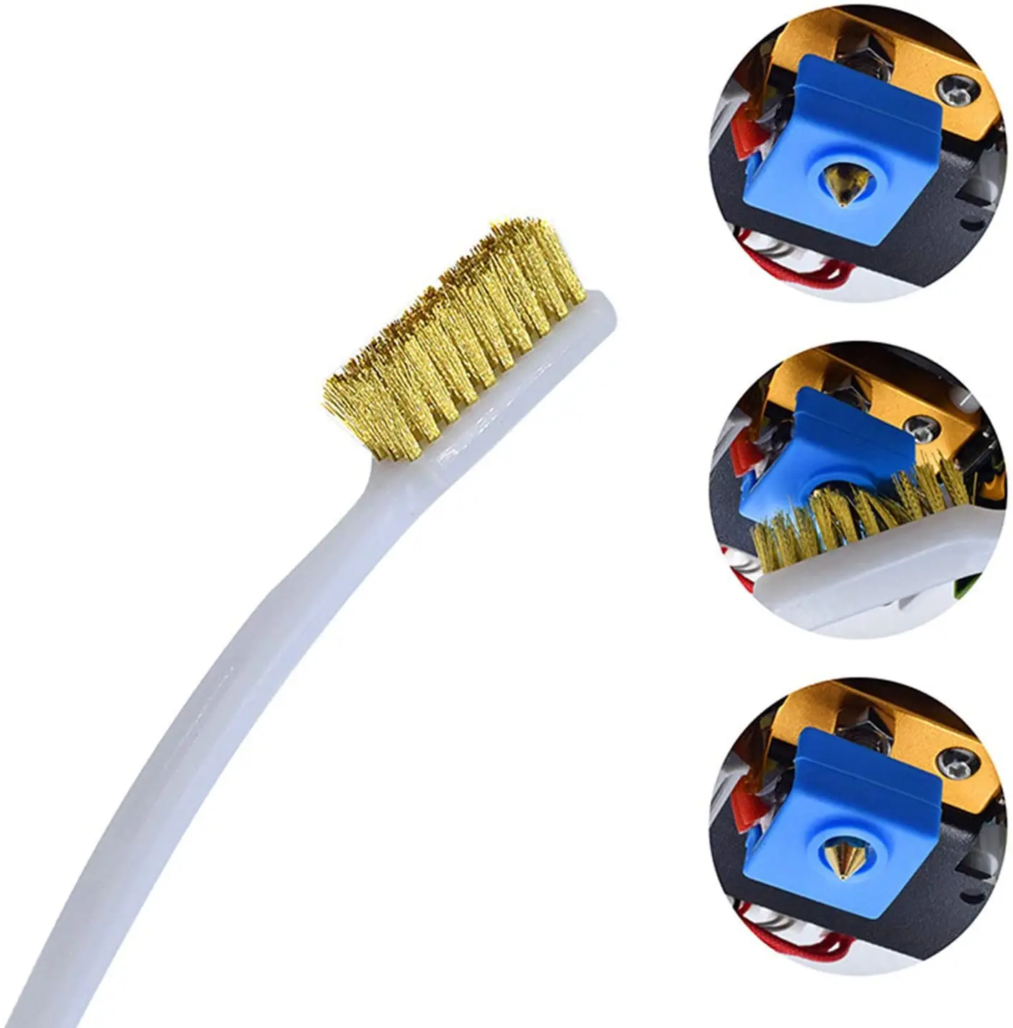 3D Printer Cleaner Tool Copper Wire Toothbrush Copper Brush Handle For Nozzle Block Hotend Cleaning Hot Bed Cleaning Parts