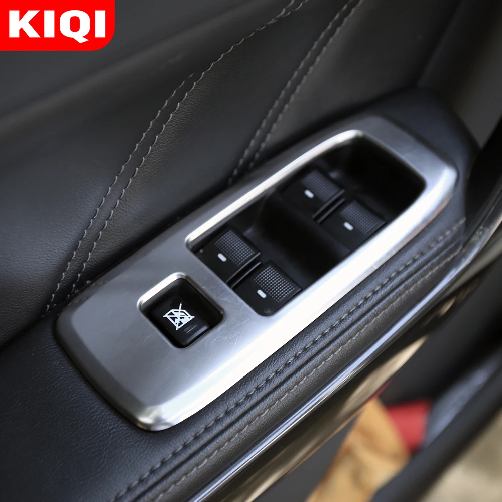 KIQI Car Accessories for Ford Ranger 2015 - 2020 Stainless Steel Interior Windows Control Panel Protection Cover Trim