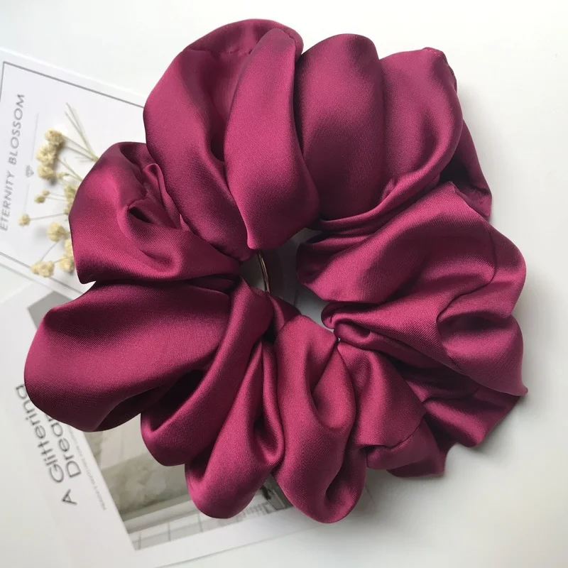 Scrunchies grandes de borracha, laços de cabelo elásticos, faixas de cabelo para meninas, suporte de rabo de cavalo, cetim liso, acessórios para