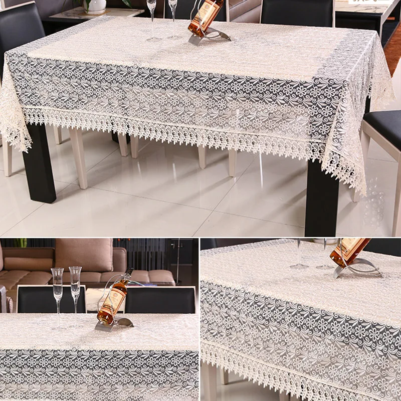White Lace Table Cloth Wedding Decor Translucent Table Cloth Embroidered Tablecloth Tea Table cover Dinning Floral Tablecloth