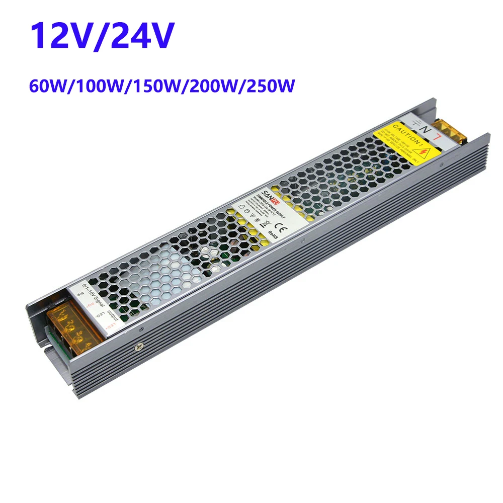 Dimmable Power Supply 60W-250W  DC Constant Voltage LED Driver 0-10V Traic SCR 220V-12V/24V Transformer CRS