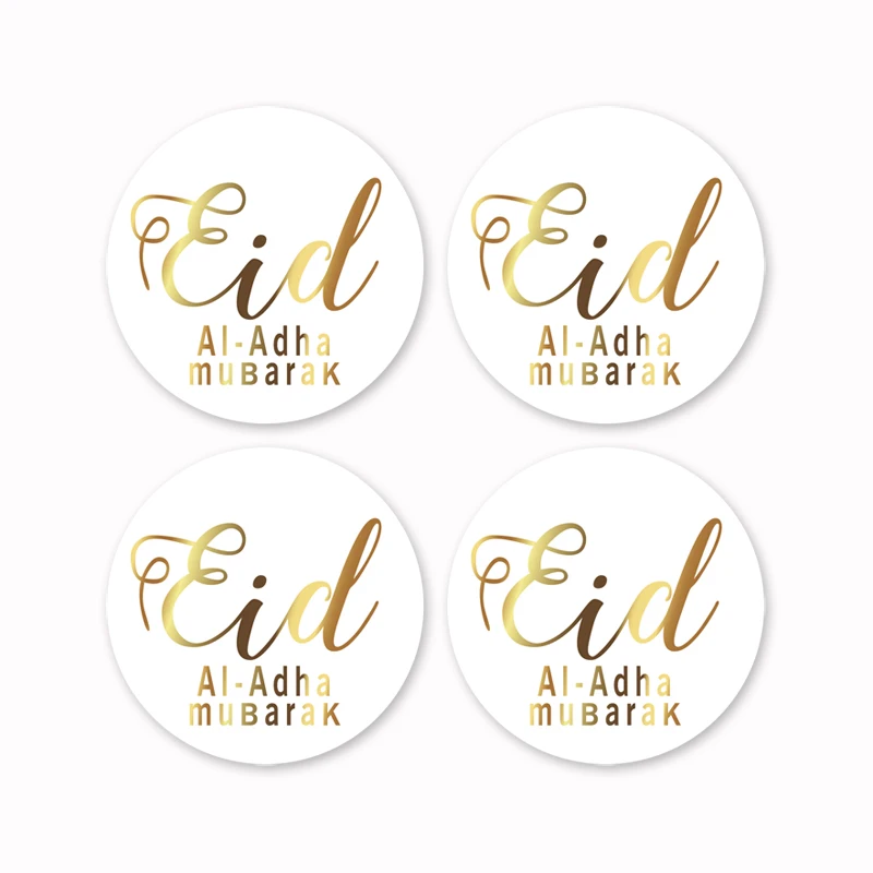 60pcs Gold Stamping The traditional Muslim festival of Eid al-Adha Holidays Party Supplies-4cm Round   2 order