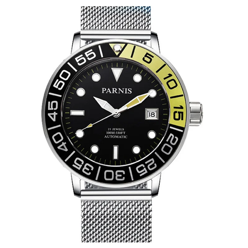 

men automatic watch,mens sport watches PARNIS man self wind mechanical wristwatch waterproof clock luminous relogio luxury brand
