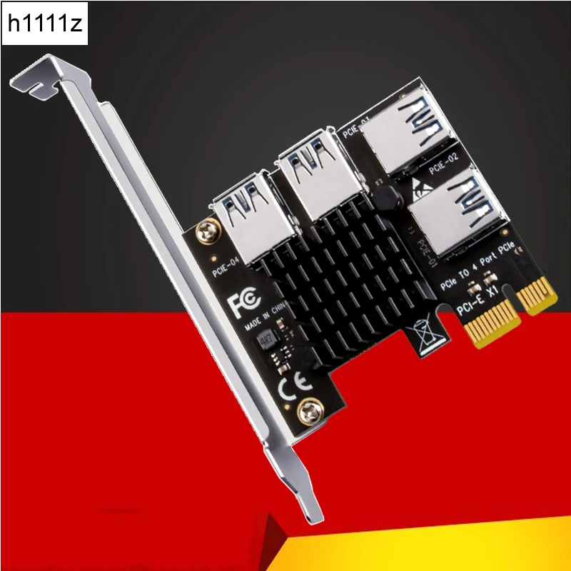 PCIE 1 to 4 Riser Card PCI-E 1X to 4 Riser USB 3.0 5Gb Multiplier Hub PCI Express X16 Riser for Video Card for BTC Miner Mining