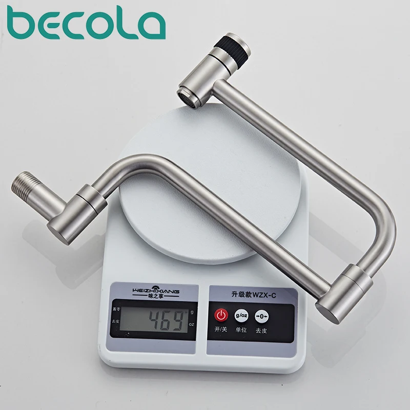 BECOLA Single Cold Stainless Steel Kitchen Faucet Folding Mixer 360 Degree Single Handle Chrome/Black Plated Kitchen Sink Taps