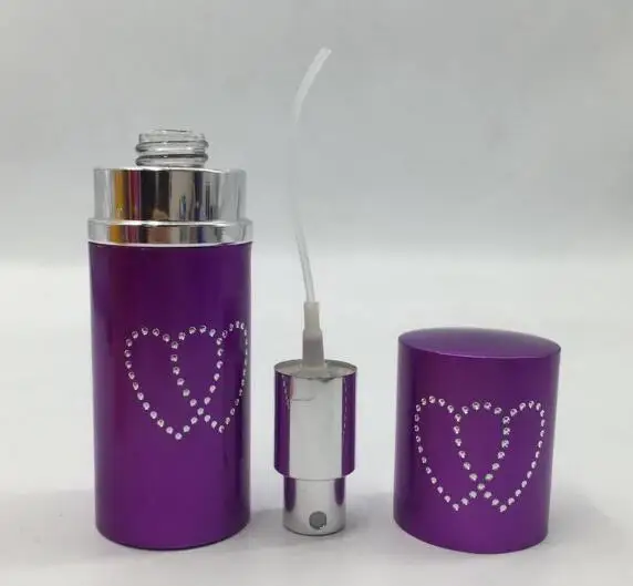 50ML Mini Portable Aluminum Refillable Heart Perfume Bottle With Spray Empty Cosmetic Containers With Atomizer For Traveler