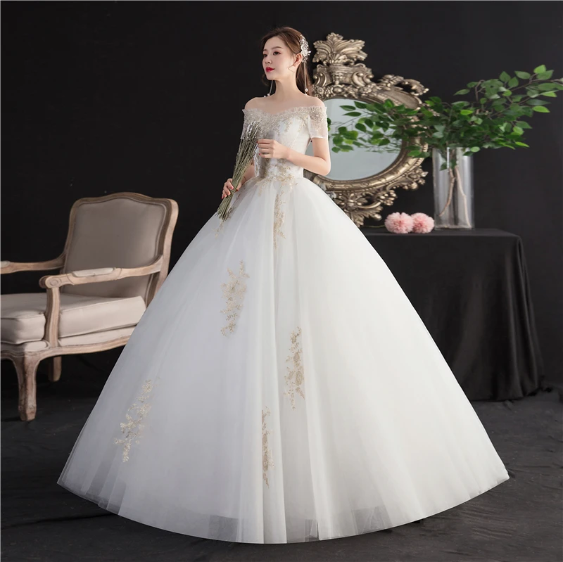 Baru Vestidos De Novia Pernikahan Murah Dress Lengan Renda Appliques Vintage Gaun Bola Bordir Princess Plus Szie Gaun Pengantin