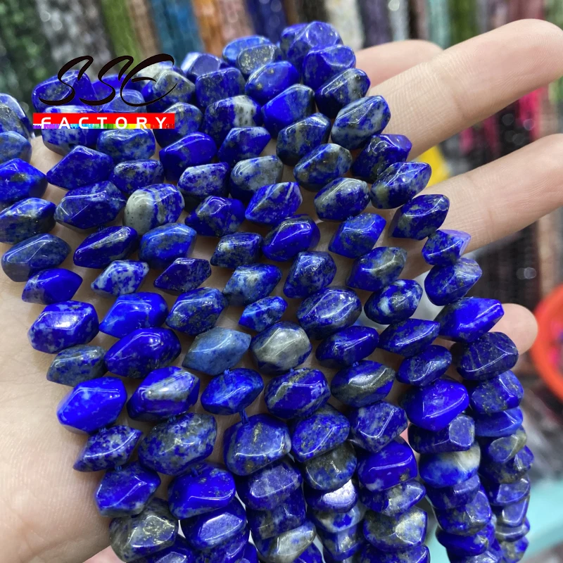 Natural Lapis Lazuli Stone Beads Irregular Special Cut Genuine Loose Spacer Beads for Jewelry Making DIY Bracelets 6x11mm 15''