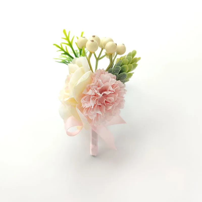 Hồng Boutonniere Cưới Phụ Kiện Chú Rể Xòe Vòng Tay Phù Dâu Hoa Nhân Tạo Hoa Hồng Viền Khuy Hôn Nhân Trang Trí