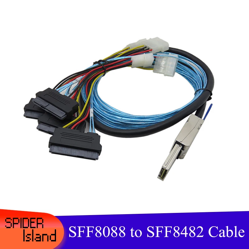 SFF8088 to SFF8482 MINI SAS 26P to 4 SAS 29P Cable 4pin IDE Power Server Array Card Hard Disk Data Cable