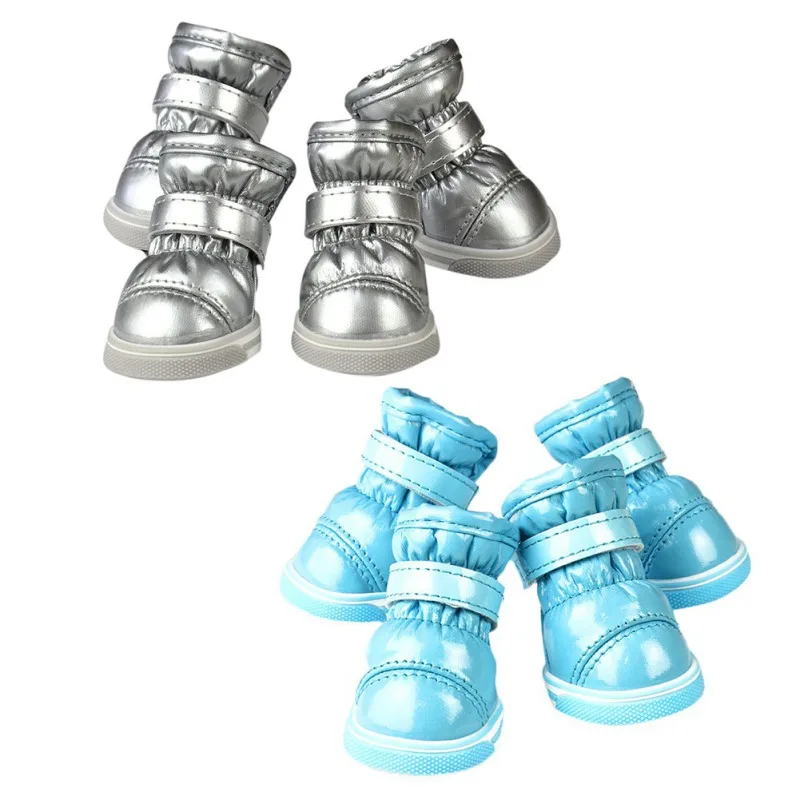 4Pcs/Set Winter Dog Shoes For Small Dogs Warm Fleece Puppy Pet Shoes Waterproof Dog Snow Boots Chihuahua Yorkie Teddy Shoes