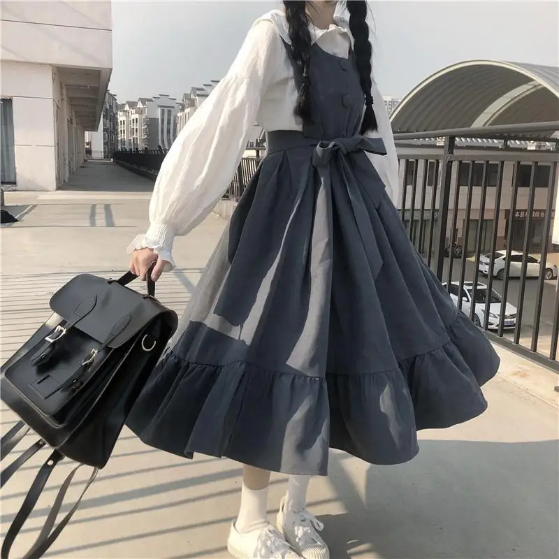 Preppy kleding voor vrouwen zomerjurk schattig kawaii lolita college stijl school student Japanse stijl harajuku vintage streetwear