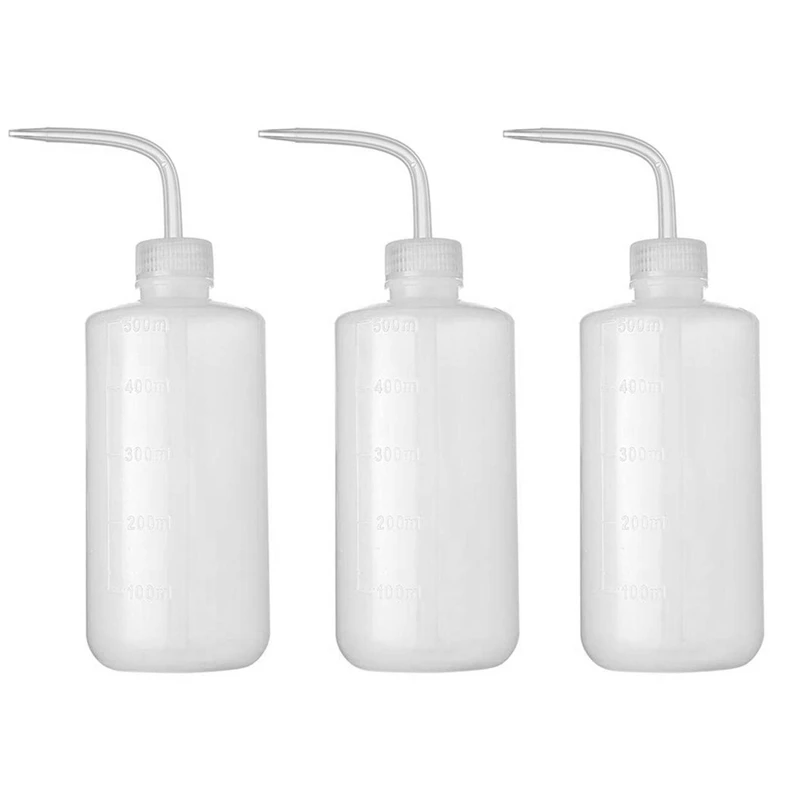 New 3Pcs Irrigation Bottle 500Ml 17Oz Indoor Plant Watering Can Water Squirt Bottle Plastic Rinse Bottle for Wash Tattoo