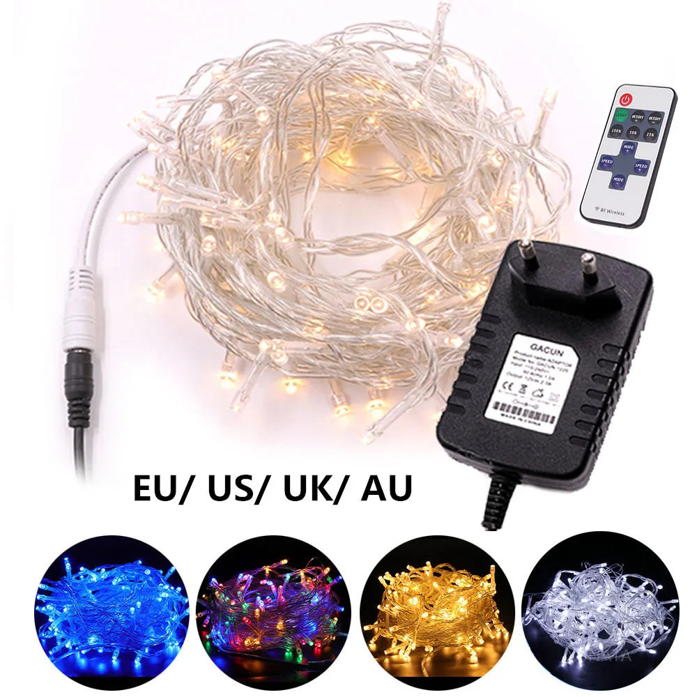 String Light DC12V Colorful Garland Fairy Light Waterproof Silver Wire Xmas Lamp for Party Wedding Christmas Tree Decor 50m 100m