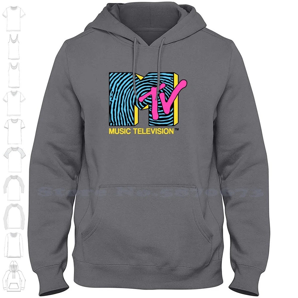 Mtv-Fingerprint 80S Design 100% Cotton Hoodie T-Shirt Beavis And Butthead 90S 1980S Vintage Retro Boombox Mtv Logo 80S Design