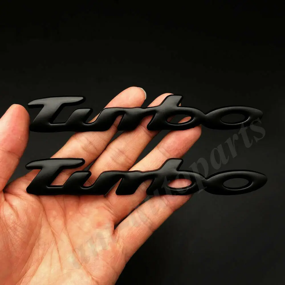 

2pcs Metal Black Turbo T Car Trunk Rear Emblem Badge Decal Sticker 2.0 3.0