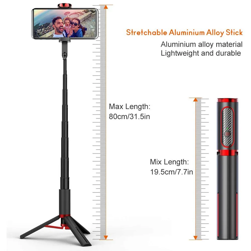 Uitschuifbare Statief Voor Telefoon Palo Selfie Con Statief Mobile Monopod Houder Stand Draadloze Bluetooth Selfie Stick Voor Xiaomi Iphone
