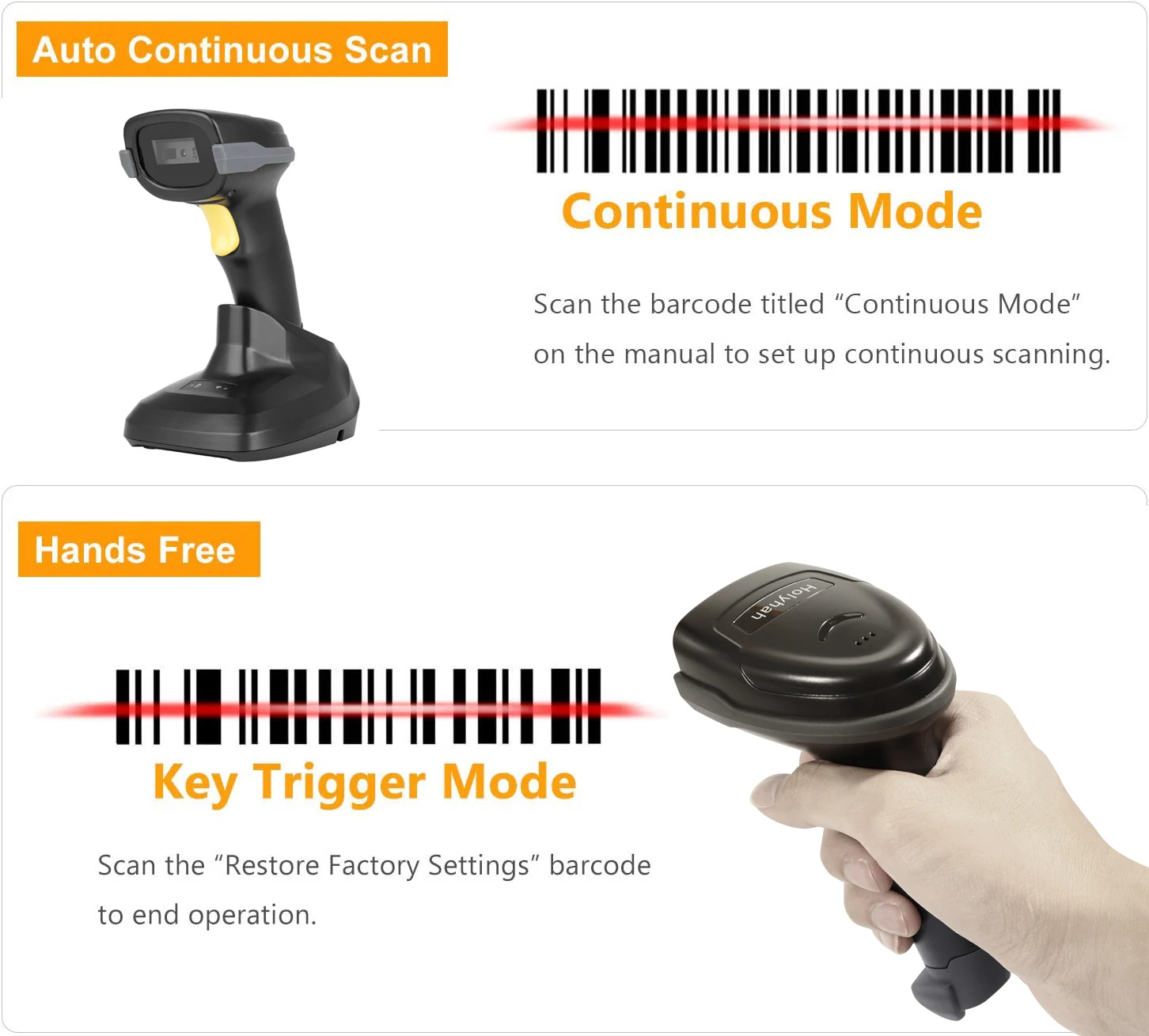 Holyhah A30D 1D & 2D Handheld Barcode Bar Code Scanner Reader QR PDF417 Bluetooth 2,4G Wireless & Wired USB für Inventar Termi