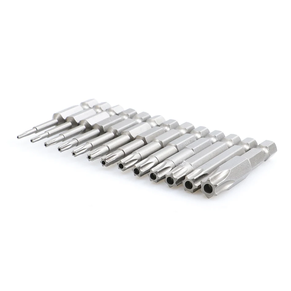 50mm 10Pcs o 13Pcs Set sicurezza antimanomissione cacciavite magnetico punta da trapano cacciavite punte esagonali Torx testa piatta 1/4 "utensile manuale