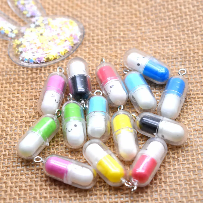 20pcs Charms Smile Multicolor Pill Pendants Crafts DIY  Making Findings Handmade Jewelry for Earrings Necklace For Girl Gifts