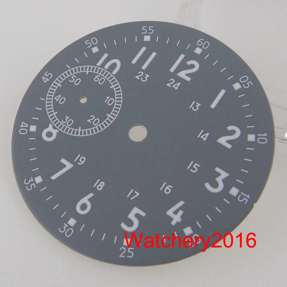 BLIGER 39MM fit ETA 6497 ST3600 Grey Watch Dial Luminous Index Hand Stainless Steel Black Edge Hand Needles