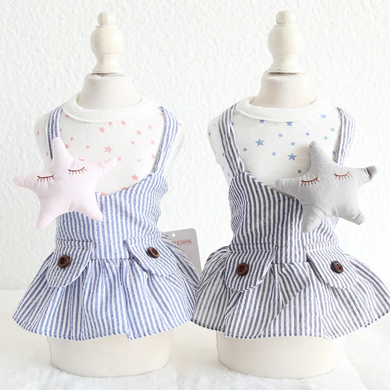 

Star Striped Dog Cat Dress Pet Products Summer 100% Cotton Clothing For Dogs Cats Chihuahua Teddy Pet Puppy Dog Clothes 2020