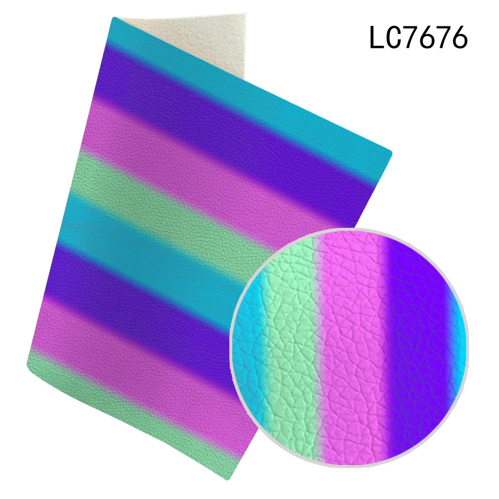 Litchi Printed Impermeable Textil Synthetic Leather Rainbow Colorized For DIY Hair Bow Bags Shoes Crafts Material 30X136CM