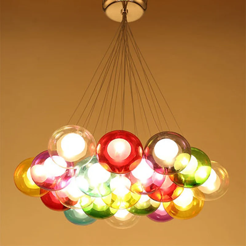 Modern Creative Design  Colorful Glass Ball LED Pendant Lights for  Home Deco Bar Coffee Living Room AC85-265V