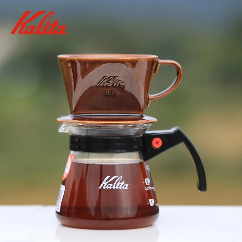 Japan Kalita Hand Made Coffee Pot Set Fan-shaped Drip Filter Coffee Glass Pot Three Hole Filter Cup Coffee Filter kalita Genuine