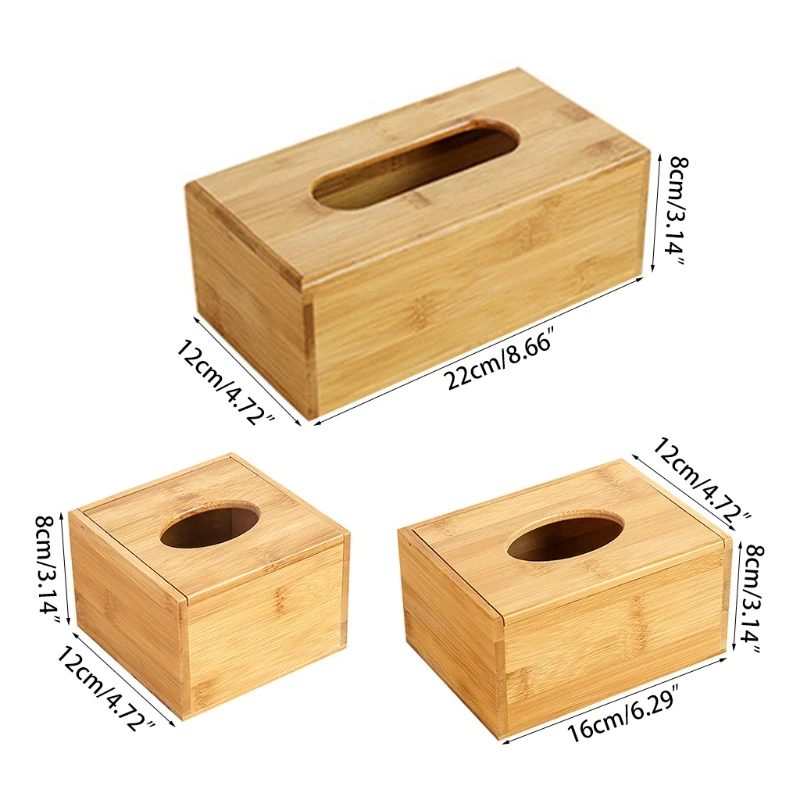 Bamboo Tissue Box Holder Storage Paper Box Tissue Box Cover Car Wood Napkins Holder Case Organizer Home Decoration