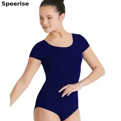 Women Summer Short sleeve Round Collar Ballet Leotards For Adult Spandex Dance Bodysuit Costume Ballerina Clothes For Dancing